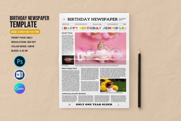 birthday newspaper template printable editable