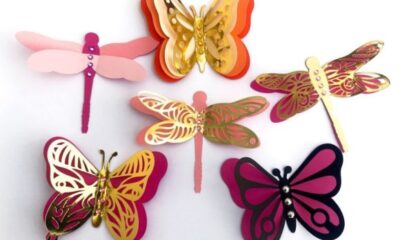 outdoor night birthday decoration 3d layered dragonflies and butterflies svg cut file printable editable
