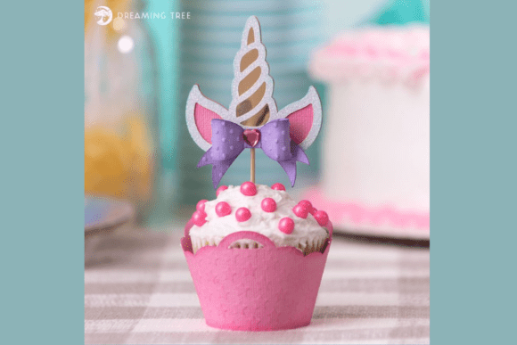 outdoor night birthday decoration unicorn cupcake topper printable editable