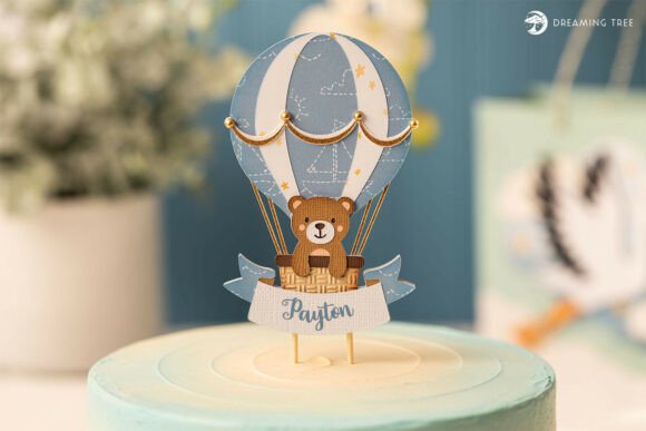 outdoor night birthday decoration teddy's cake topper 3dsvg printable editable