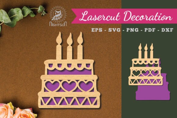 outdoor night birthday decoration birthday cake laser cut decoration 2 printable editable