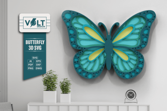 outdoor night birthday decoration cute butterfly 3d svg multilayered printable editable