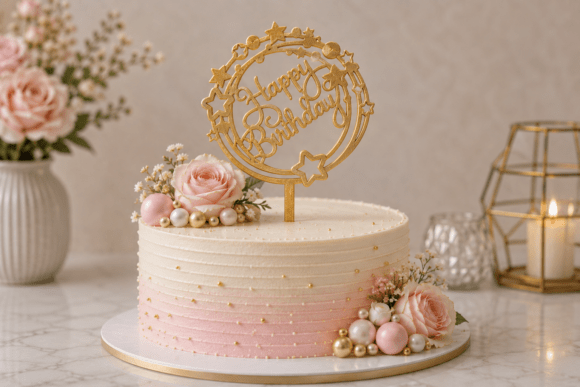 outdoor night birthday decoration cake topper, happy birthday stars stl 3d printable editable