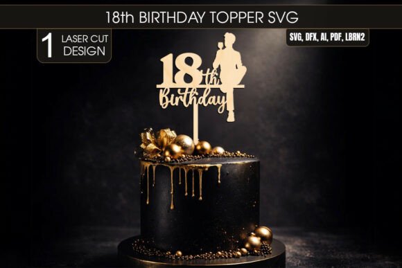 outdoor night birthday decoration 18th birthday boy cake topper svg printable editable