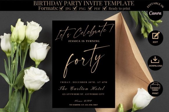 birthday party invitation template printable editable
