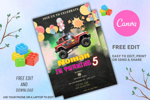 birthday party invitation template printable editable