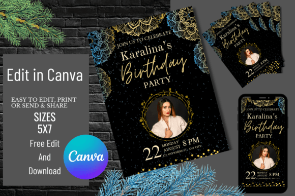 birthday party invitation template printable editable