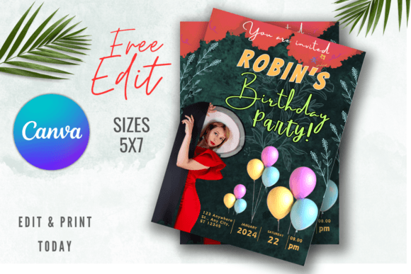 birthday party invitation template printable editable