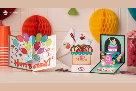 birthday pop up card svg printable editable 3