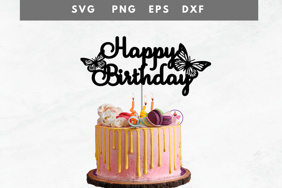 happy birthday butterfly cake topper printable editable
