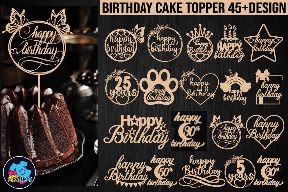 happy birthday cake topper bundle printable editable