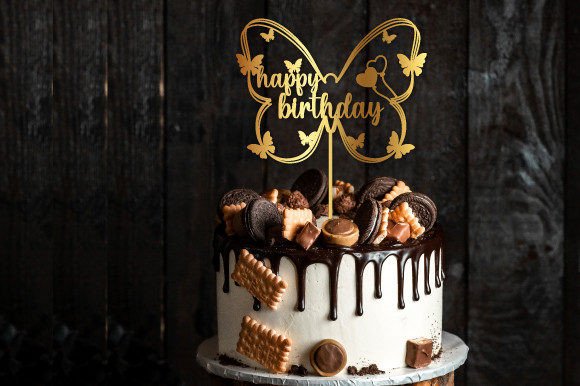 happy birthday cake topper laser cut printable editable