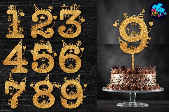 number cake topper laser cut printable editable