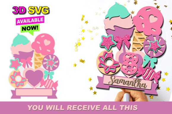 sweet cake topper printable editable