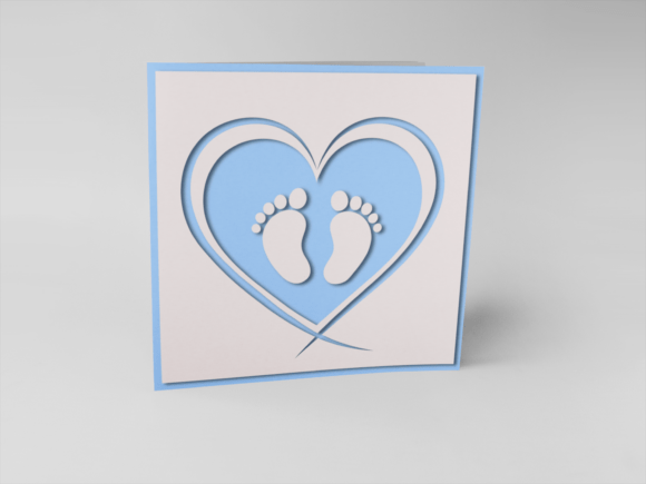 baby footprint paper cut card SVG newborn keepsake