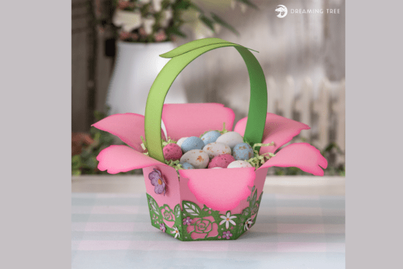 Easter Floral Basket SVG layered paper Easter basket