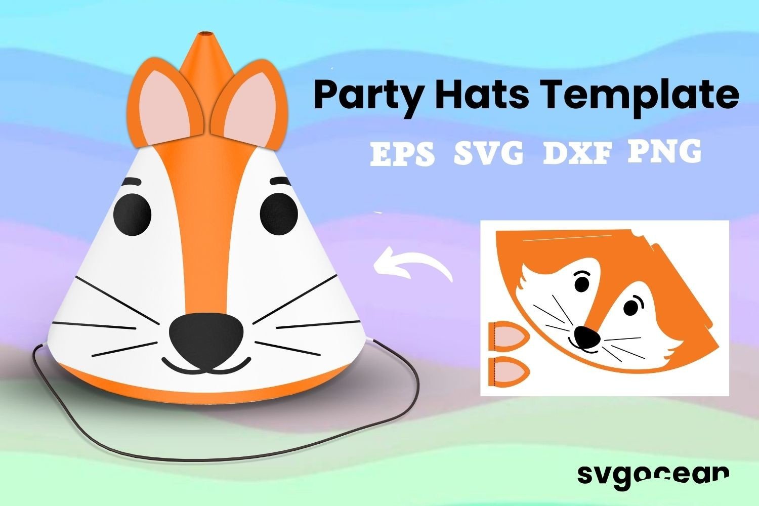 Fox Party Hat Cut File 3D SVG, Creative Fabrica