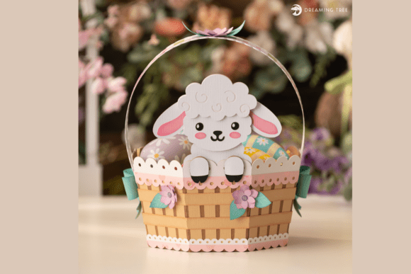 Lamb Easter Basket SVG 3D layered papercraft treat basket
