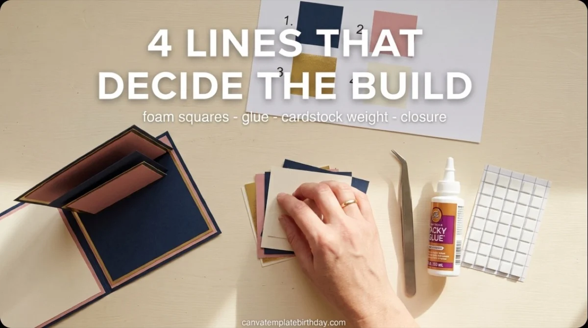 Four lines from a 3D birthday card supply list that decide whether the build holds its shape
