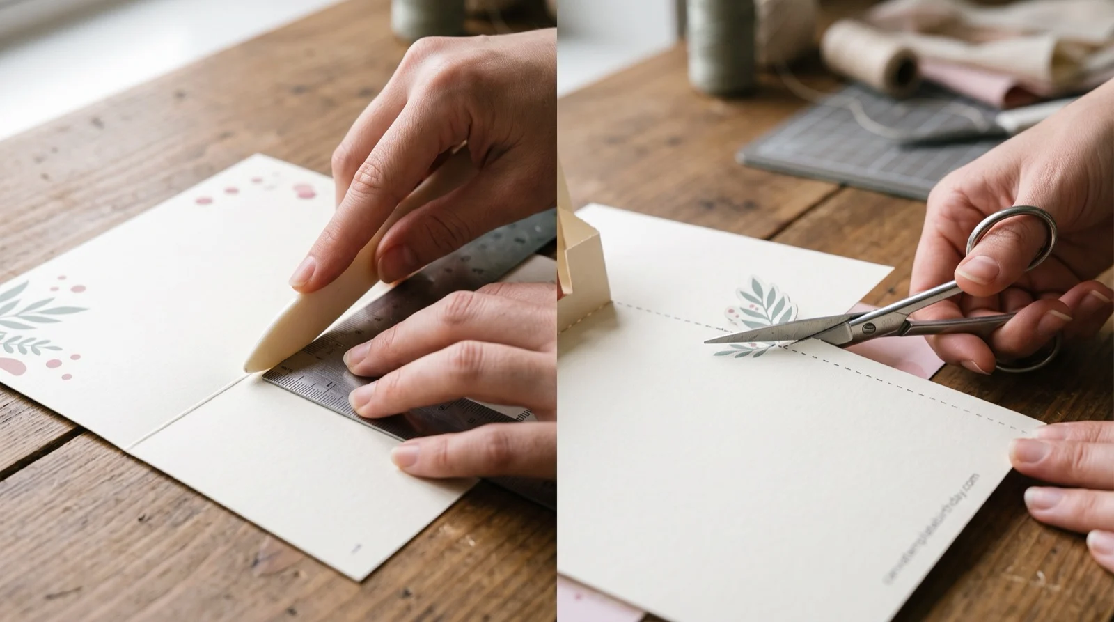 Comparing a scored fold line and a dashed cut line side by side on birthday pop-up card SVG pieces