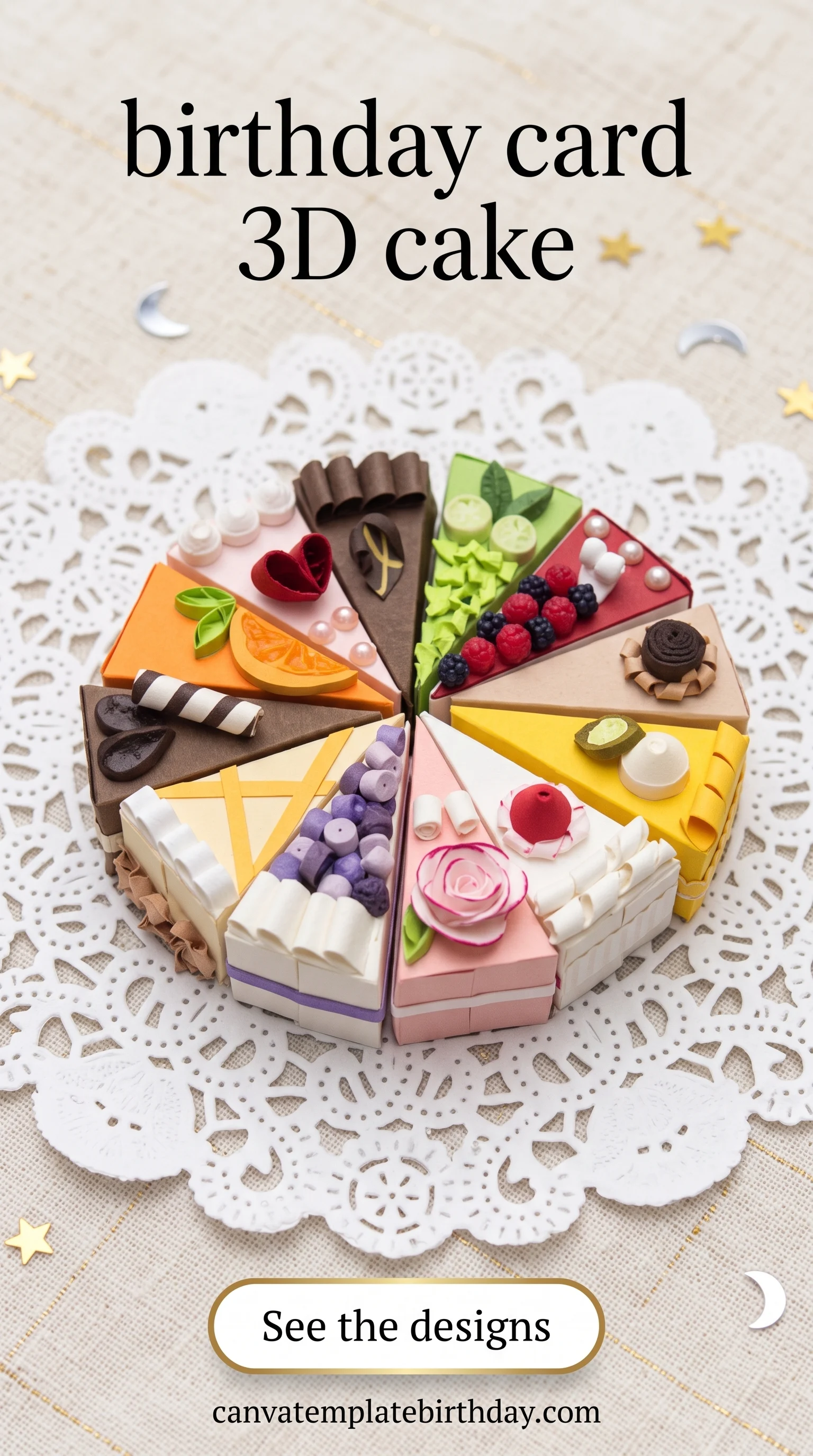 birthday card 3d cake, sized against a hand so nothing surprises you