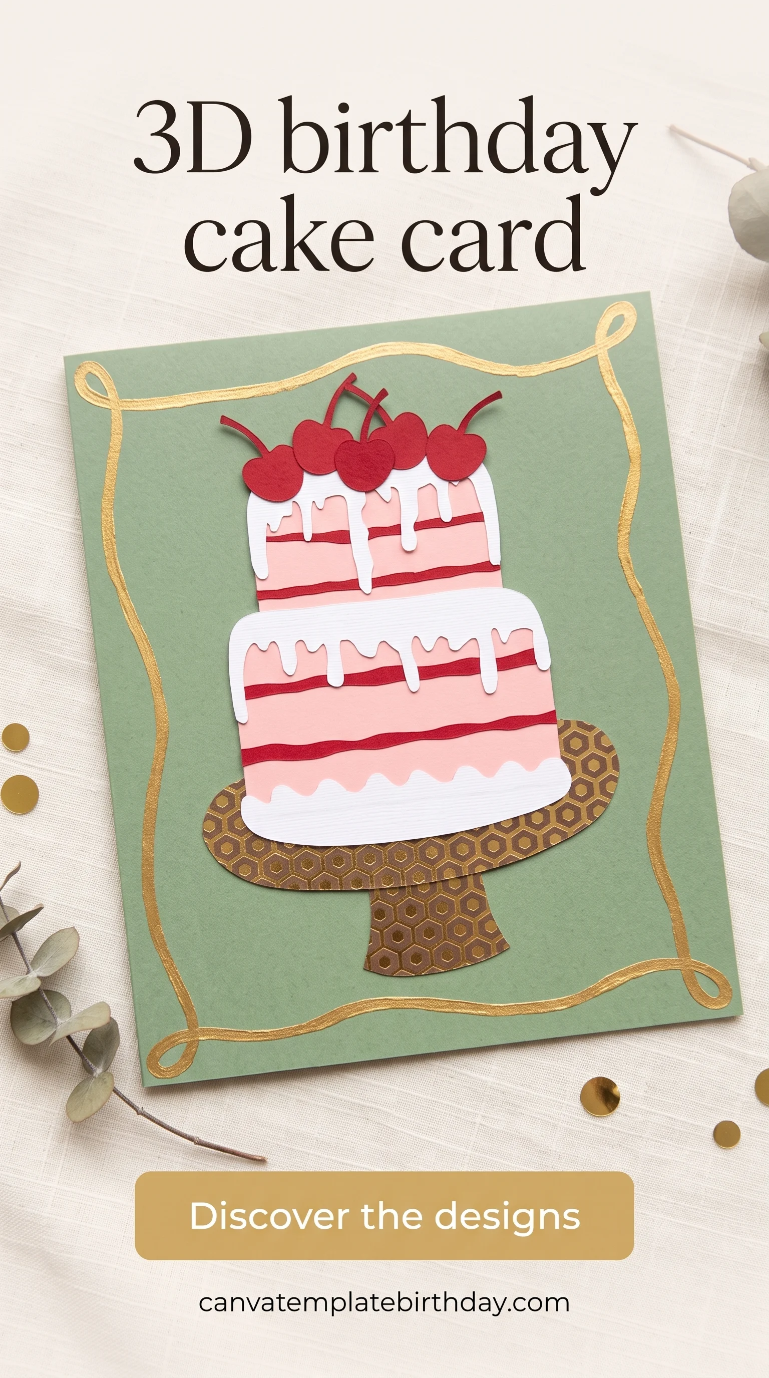 3d birthday cake card, no printer needed for the finished look