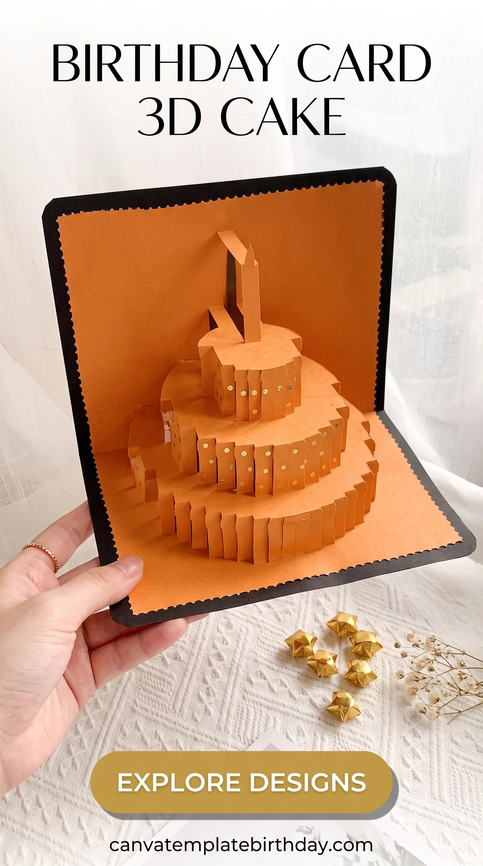 birthday card 3d cake, sized for a hand delivery, not a mailbox