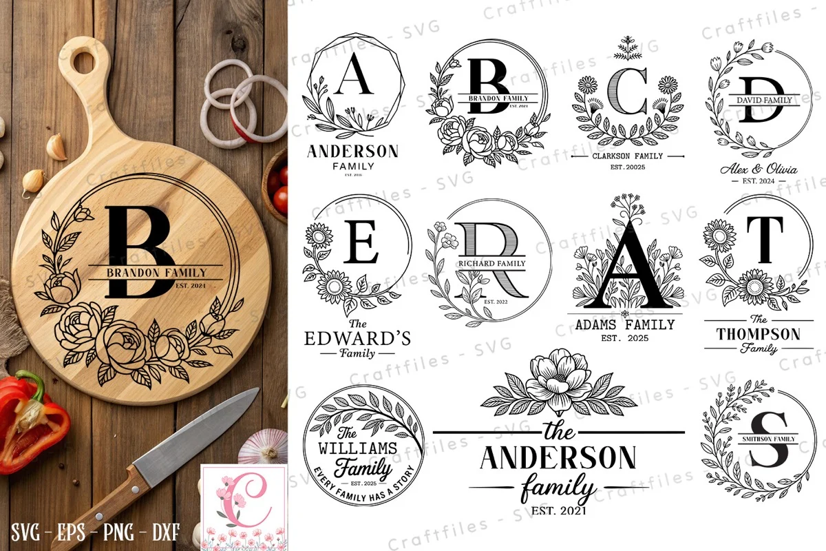 Personalized Floral Letter Monogram SVG preview