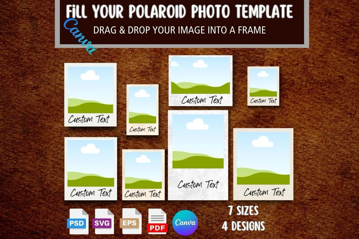 Polaroid Photo Canva Template Frame preview